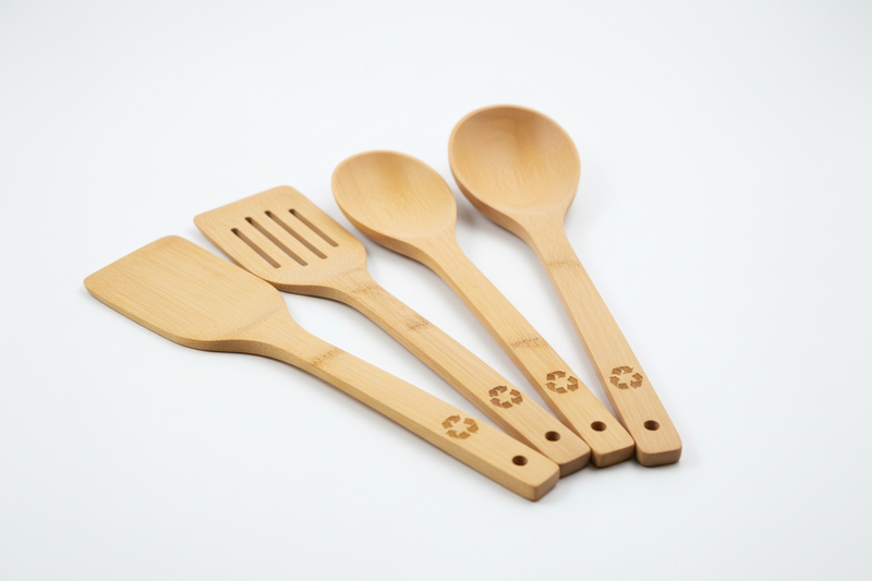 Bamboo Kitchen Utensils Set - 6 Piece Eco-Friendly
